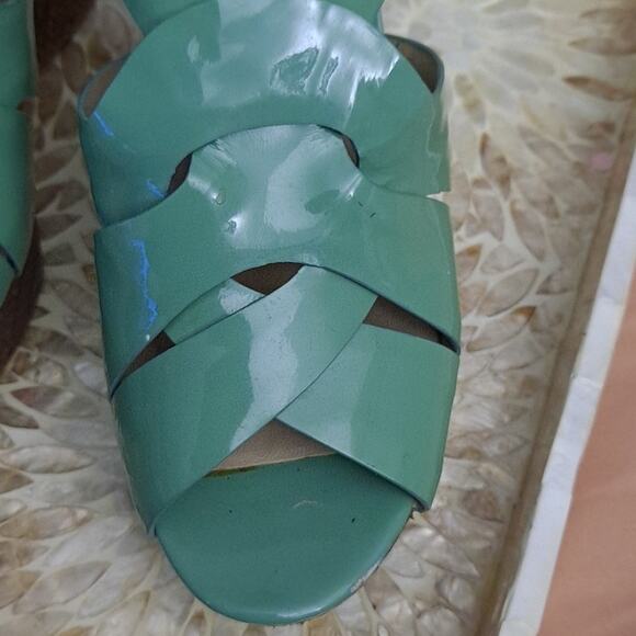 Joan and David Leather Mint Green Wedges Size 8.5 M Snake - Picture 3 of 8